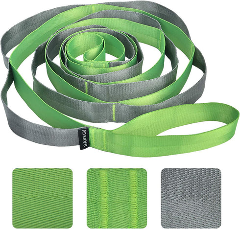 SANKUU Yoga Straps Stretching Strap with 12 Loops Workout Poster, Long Stretch Out Bands for Exercise, Pilates,