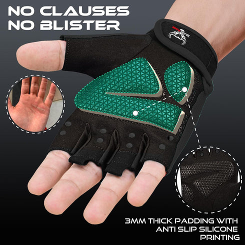 BEAST RAGE Workout Gloves for Men & Women - Fingerless Gym Gloves with Palm Protection, Breathable & Lightweight