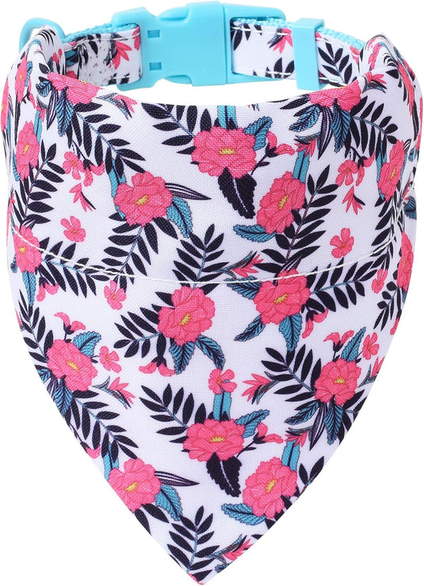 Mile High Life Cute Bandana Collar, Soft Poly Cotton Fabric for Small Dogs, Flower & Fruit Pattern (Peony, Bandana-S)