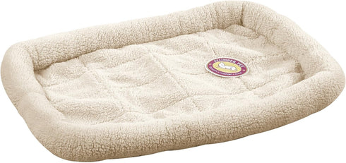 Sherpa Pet Crate Bed with Bumper-Style Cushioning for Comfort, Small, Natural Beige
