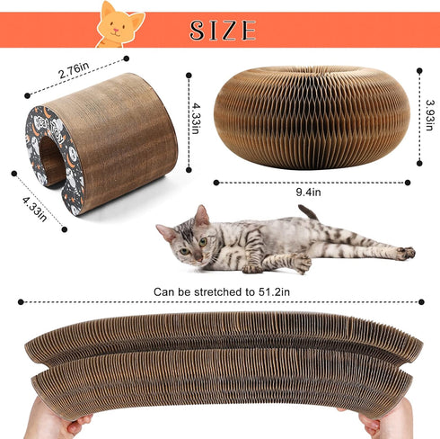 Magic Organ Cat Scratching Board with Toy Bell Ball, Foldable Cat Claw Grinding Pad for Kitty (Black)