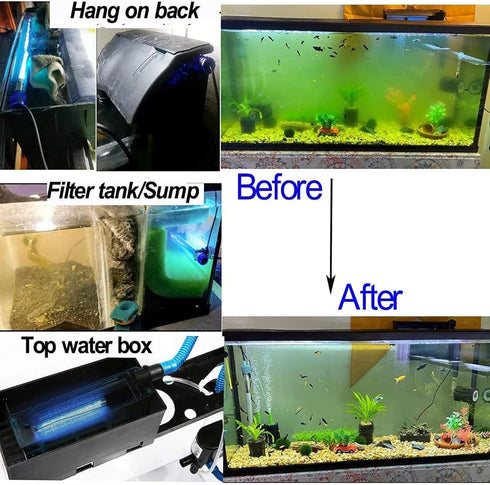 Mini 3W Timer Aquarium & UV-C Water Clean Light for Fish Tank
