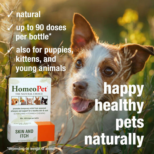 HomeoPet Skin and Itch Relief for Dogs and Cats, Natural Coat Soother, 15 Milliliters