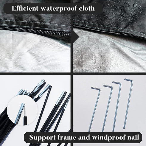 Outdoor Bike Covers Storage Shed Tent - 210D Oxford Waterproof Fabric Bicycle Cover with Aluminum Alloy Bracket
