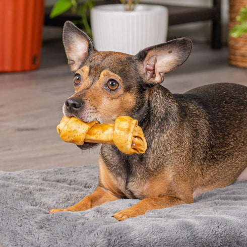 100% 4-6" 25 Count/1 Pack Pet Factory Made in USA Beefhide Assorted (Bones & Chip Rolls) Dog Chew Treats - Beef