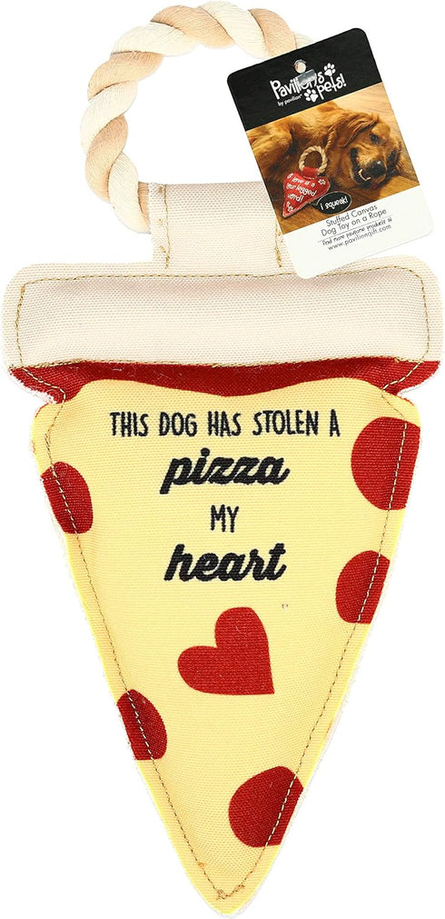 Pavilion Gift Company Stolen A Pizza My Heart Dog Toy, 13", Yellow