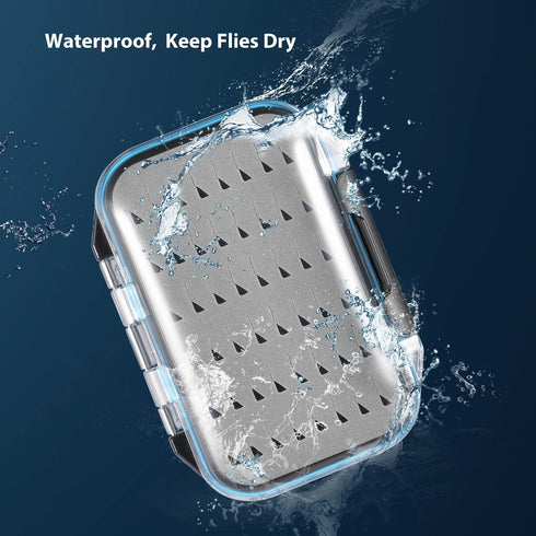 Gonex Fly Boxes for Fly Fishing Jig Boxes Two-Sided Waterproof Lightweight Fly Fishing Box Easy Grip Transparent Lid Fly Fishing Lures Box, 4.1"x 3.0"x 1.2", Grey by Gonex