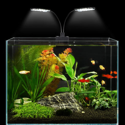 WEAVERBIRD 15W Double Head Aquarium Fish Tank Light, 32 LED Clip Lamp, 1600LM White Lighting for 8-15 Inch Tank