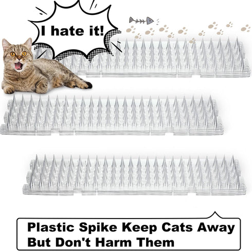 Nuanchu 12 Pieces Cat Repellent Outdoor Mat Cats Plastic Mats with Spikes Dogs Spiked Deterrent Pet Mat for Outdoor Garden Window Sofa(Clear, 16.5 X 3.3 Inch)