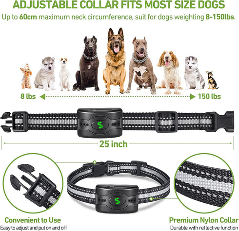 2 Pack Rechargeable Dog Bark Collar, Anti Barking Collar with 5 Sensitivity, Waterproof Smart Training Collar for Large