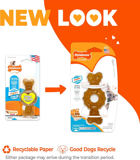 15 lbs, 1 Count Nylabone Ring Bone Chew Toy for Puppies, Puppy Teething Toys, Puppy Enrichment Toys, Chicken Flavor