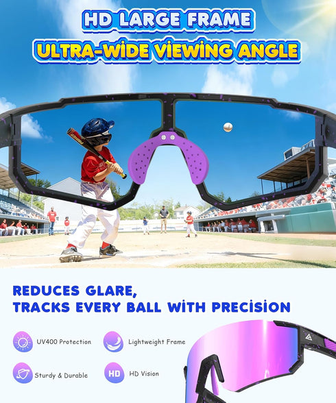 UV400 6-14 KALIYADI Kids-Sunglasses Toddler-Sunglasses Boys-Girls Youth-Sport-Sun-Glasses: Baseball Running Protection