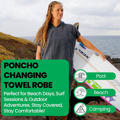 COR Surf Poncho Changing Towel Robe with Hood and Front Pocket, Doubles Up As A Beach Towel and Blanket, Made of Quick