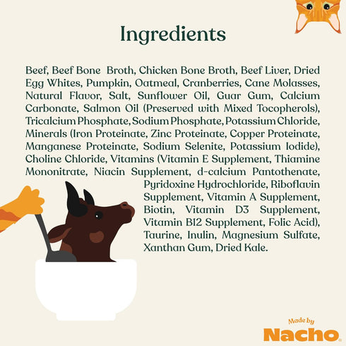 Made by Nacho Wet Cat Food - Grass-Fed, Grain-Finished Minced Beef in Bone Broth, High Protein, 2.5oz Cups (10 Pack)