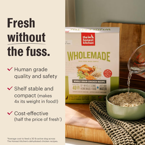 2 lb The Honest Kitchen Human Grade Wholemade Dehydrated Whole Grain Beef & Oat Dog Food, Bag