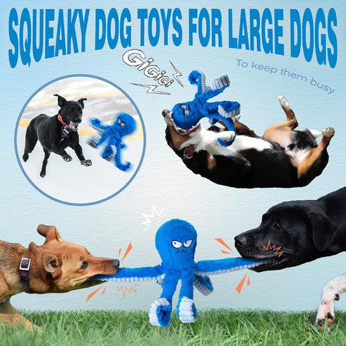 LEGEND SANDY Dog Toys for Aggressive Chewers - Large Interactive Squeaky Tug of War Dog Toy, Crinkle Dog Toy