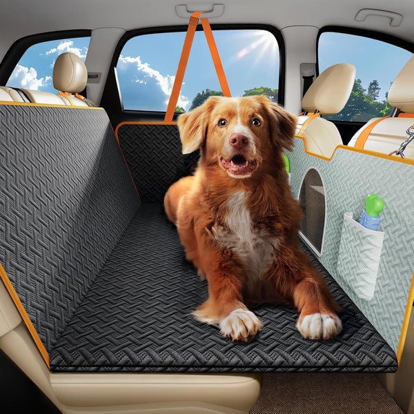 oneisall Back Seat Dog Cover for Car 52X22in, Hard Bottom Dog Car