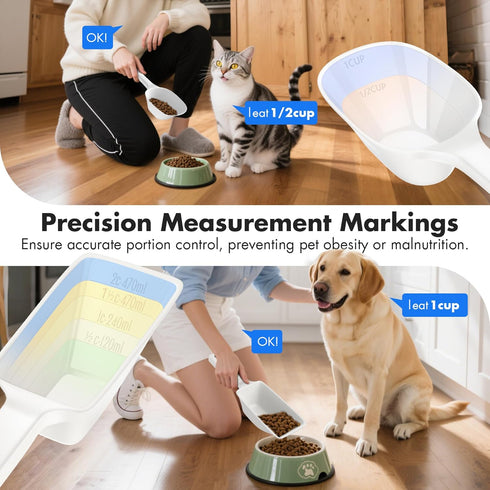 2 PACK,2 Food Scoop Cup Capacity Dog Food Scoop With Measuring Lines For Dog, Puppy and Cat Coffee Bean Scoop, Flour