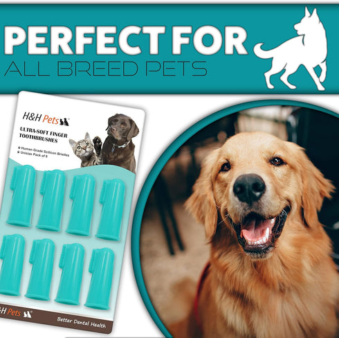 H&H Pets Dog Finger Toothbrushes, Professional Pet Finger Dental Brush Set for Dogs, Soft Bristles, Size Small, 4 Count