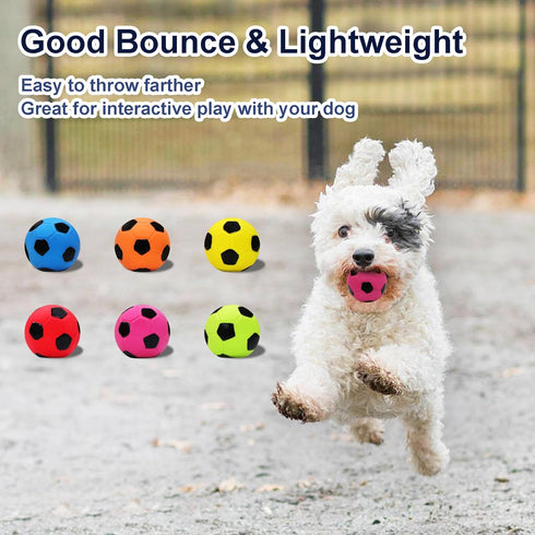 2'' Latex Squeaky Dog Soccer Ball Toys, Vibrant Colors, Dog Football Ball for Puppy Small Medium Dogs (6 Pcs/Set)