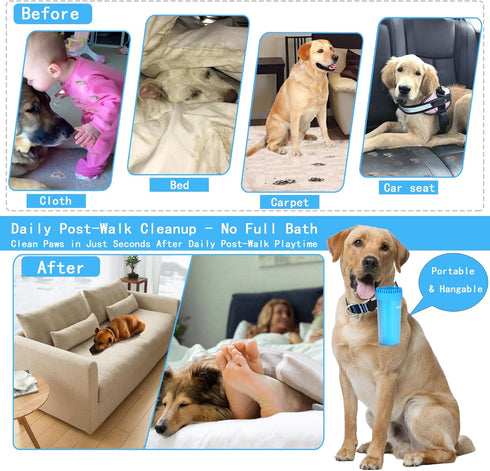Kabetig 2-in-1 3 Dog Paw Cleaner Kit for Medium & Small Dogs - Quick Clean No Full Bath, Paw Wash Cup with Detachable