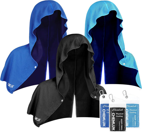 CHEMLUK Cooling Towels for Neck and Face: Instant Cool Hoodie Towel UPF 50