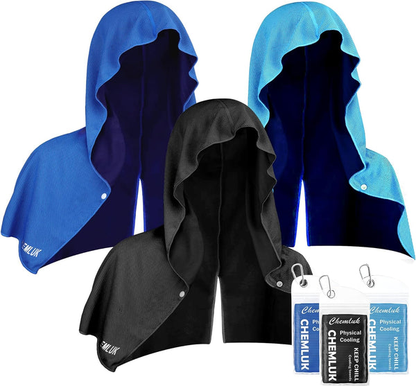 CHEMLUK Cooling Towels for Neck and Face: Instant Cool Hoodie Towel UPF 50