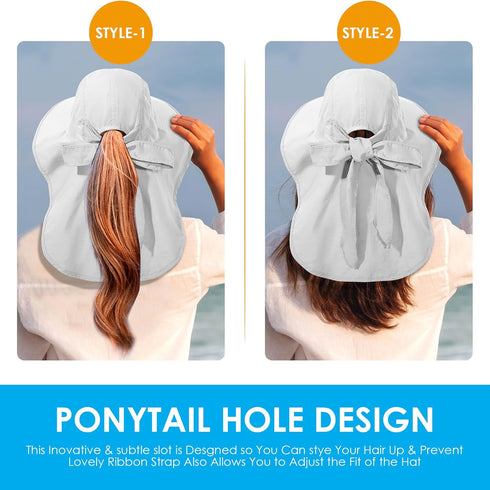 Women's Sun Hat with UV Protection, Foldable Waterproof Wide Brim Bucket Hat for Summer Activities