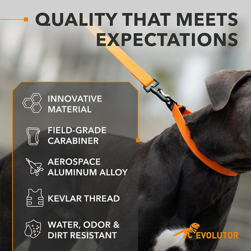 COLLAR Evolutor Extra Heavy Duty Dog Leash, 4 Ft, Orange, for Large, Medium, and Small Dogs