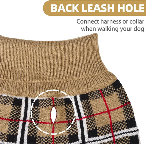 PUPTECK Dog Sweaters for Large Medium Small Dogs, Fall Classic Plaid Style Holiday Winter Coat for Boys and Girls