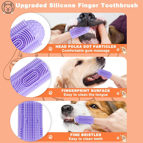 4Pack Dog Toothbrush Finger Toothbrush Dogs Tooth Brushing Kit Dogs Finger Toothbrushes for Dog Teeth Cleaning& Dental