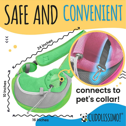 Pack Cuddlissimo! Pet Sling Carrier - Small Dog Puppy Cat Carrying Bag Purse Pouch - For Pooch Doggy Doggie Yorkie