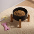 Petygooing Black Elevated Ceramic Dog Bowl for Small Breeds, Anti Slip Rubber Feeding Dish, 13.5 OZ (5.1In / 1.7 Cups)