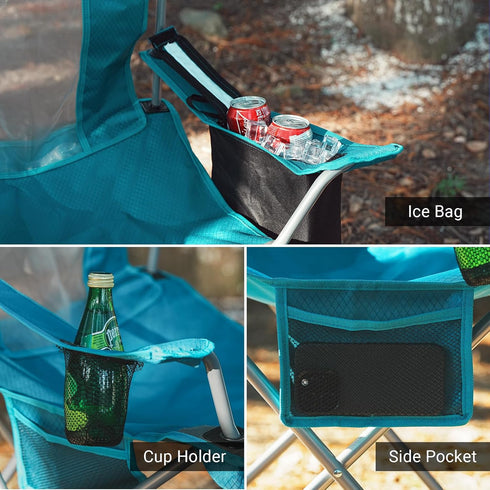 Camping Folding Chair Outdoor Lawn Portable Lightweight Camp Folding Chairs for Adult Outside with Cup Holder, Cooler