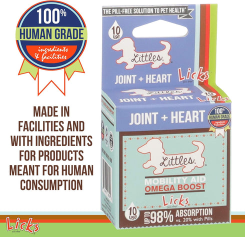Licks Pill-Free Small Breed Dog Joint and Heart Supplement - Glucosamine & Omega 3 Fish Oil Gel Packets