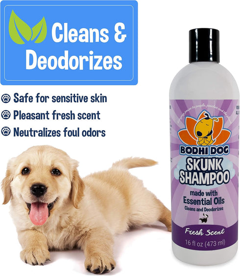 16oz (473ml) Bodhi Dog Skunk Shampoo | Skunk Smell Odor Remover Cleans & Deodorizes Using Essential Oils for Dogs