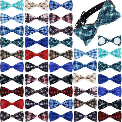 16 Pieces Hawaiian Style Dog Bow Ties with Rubber Bands, Slide Dog Collar Attachment for Large Dogs, Spring Summer