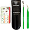TickCheck Premium Tick Remover Kit, Stainless Steel Tick Remover + Tweezers, Leather Case, Pocket Tick Identification