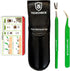 TickCheck Premium Tick Remover Kit, Stainless Steel Tick Remover + Tweezers, Leather Case, Pocket Tick Identification