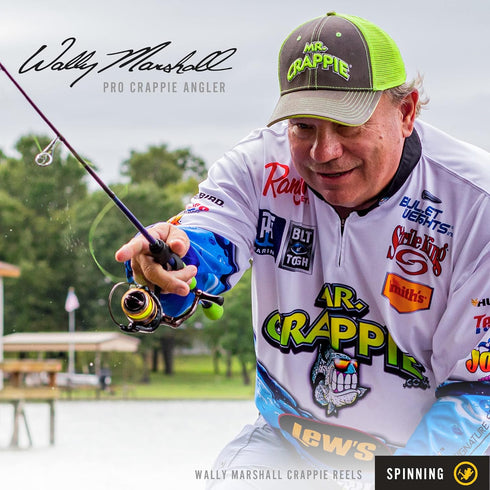 Wally Marshall Speed Shooter Spinning Reel, Size 75, One-Piece Graphite Frame, Right/Left-Hand Retrieve, Graphite