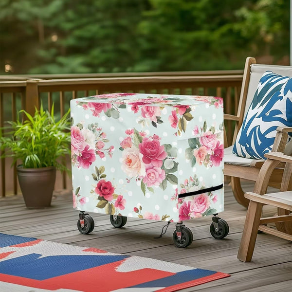 Sarogrorin Waterproof 80 Qt Rolling Cooler Cart Cover with Adjustable Drawstring Collapsible Ice
