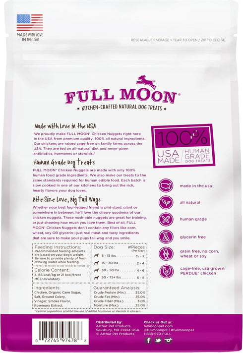 Full Moon Chicken Nuggets, Healthy All Natural Dog Treats, Human Grade, 12 oz