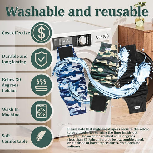 Pack 5, Reusable Dog Diapers Male, Premium Washable Belly Bands for Male Dogs, of High Absorbing Extra Small Male Dog