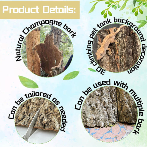Cork Terrarium Background 15.7x11.8in Natural Large Cork Bark Backdrop for Reptile Habitat Decor (6PCS)