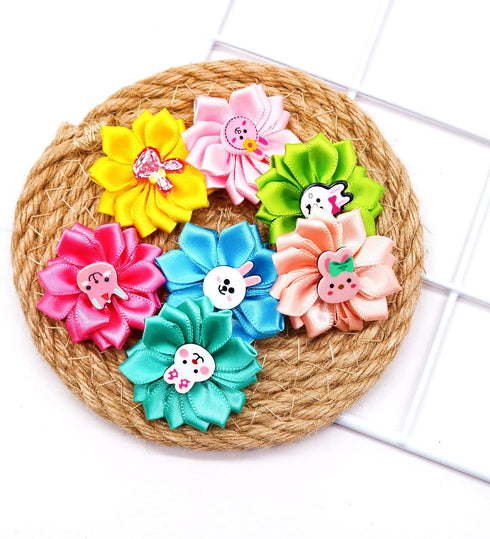 80pcs Dog Flower Bows - Bulk Holiday Small Dog Hair Bows with Rubber Bands for Grooming Accessories