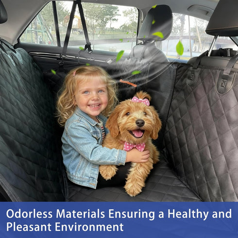 Junpee Hammock Dog Car Seat Cover for Back Seat - Waterproof and Anti-Slip Car Dog Seat Cover, with Design for Safe