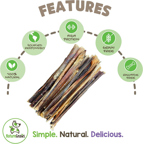 Nature Gnaws Extra Thin Pork Bully Sticks for Small Dogs 5-6" (15 Count) - Long Lasting for Light Chewers and Puppies
