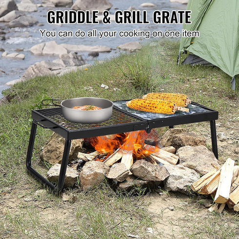 VEVOR Folding Campfire Grill, Heavy Duty Steel Mesh Grate, 22.4" Portable Grilling Rack for Outdoor Open Flame Cooking