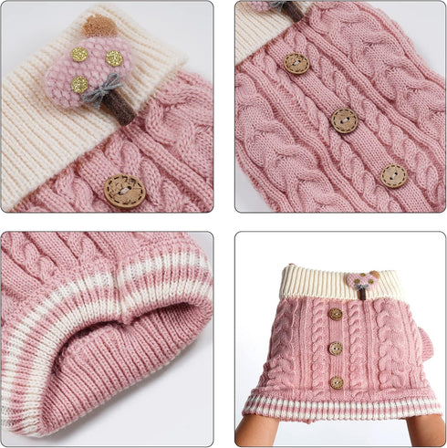 Dog Sweater Turtleneck Knitwear, Warm Pullover Coat for Small Dogs and Cats, Holiday Clothing, X-Large