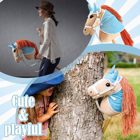 Teyva Daily 9 Pcs DIY Hobby Horse Bridle Kit Include Horses Ear Bonnet Blanket Halter Sugar Cubes Red Green Apples